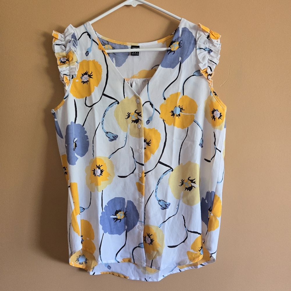 Shein Floral Sleeveless Top PTP=19"
